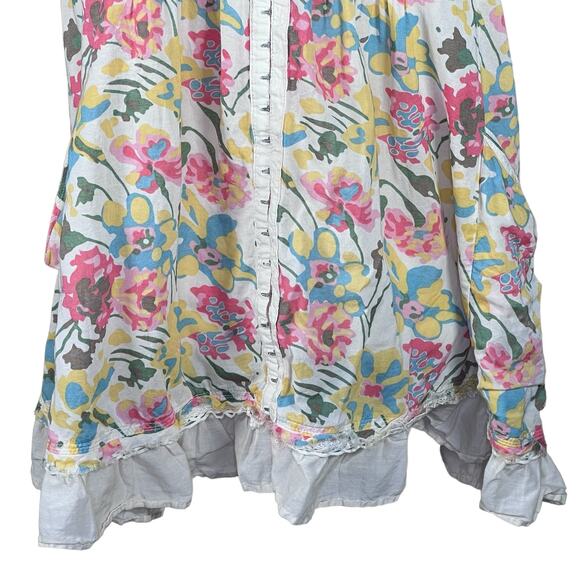 Free People Women’s Floral Racerback Tunic Length Boho Cami Tank Blouse Medium - Picture 3 of 15